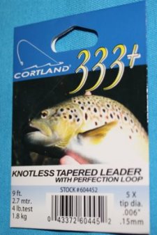 Cortland 333 Knotless Tapered Leader 5 X with loop  9 ft