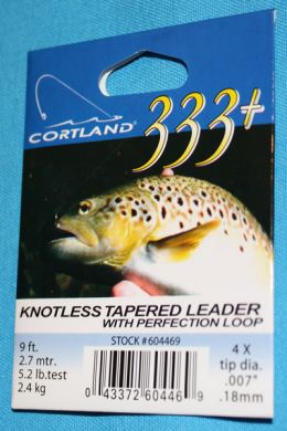 Cortland 333 Knotless Tapered Leader 4 X with loop  9 ft