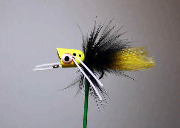 Peck's Hot Yellow, Black, Yellow Popper #6 Hook by Pultz.
