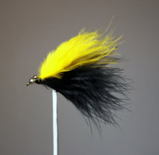 Marabou Skunk Yellow and Black with Long Streamers (2 inches)
