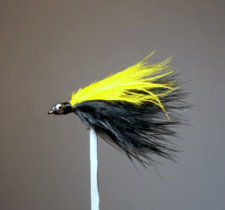 Marabou Skunk Yellow and Black with Short Streamers (1 1/2 inches)