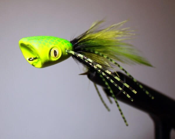 Double Barrel Bass Poppers Green Black Yellow