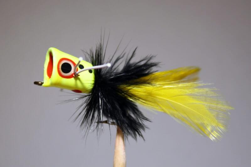 Hot Yellow, Black, Yellow Peck's Popper by Pultz.