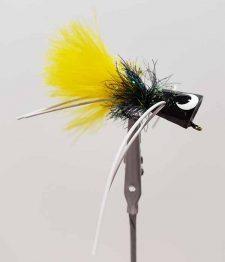 River Runt from Brank N Brine, black body, black hackle, yellow tail and white rubber legs